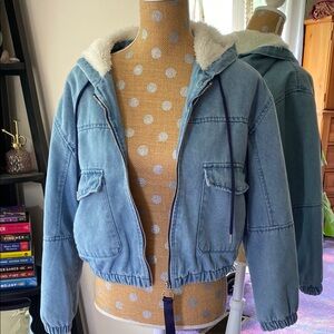 Women's Blue Jean Jacket with Hood